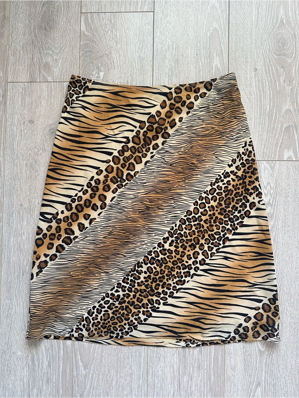 Vintage Express Skirt Mixed Animal Print Pull On Knee Length 90s Y2K Sz S